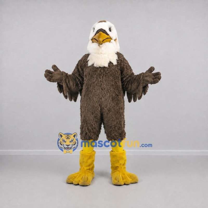 Custom Brown and White Bald Eagle Mascot Costume Adult Full Body Suit for School Events Custom Brown and White Bald Eagle Mascot Costume Adult Full Body Suit for School Events