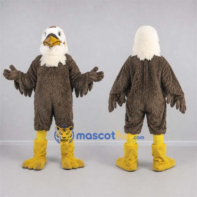 Custom Brown and White Bald Eagle Mascot Costume Adult Full Body Suit for School Events Custom Brown and White Bald Eagle Mascot Costume Adult Full Body Suit for School Events