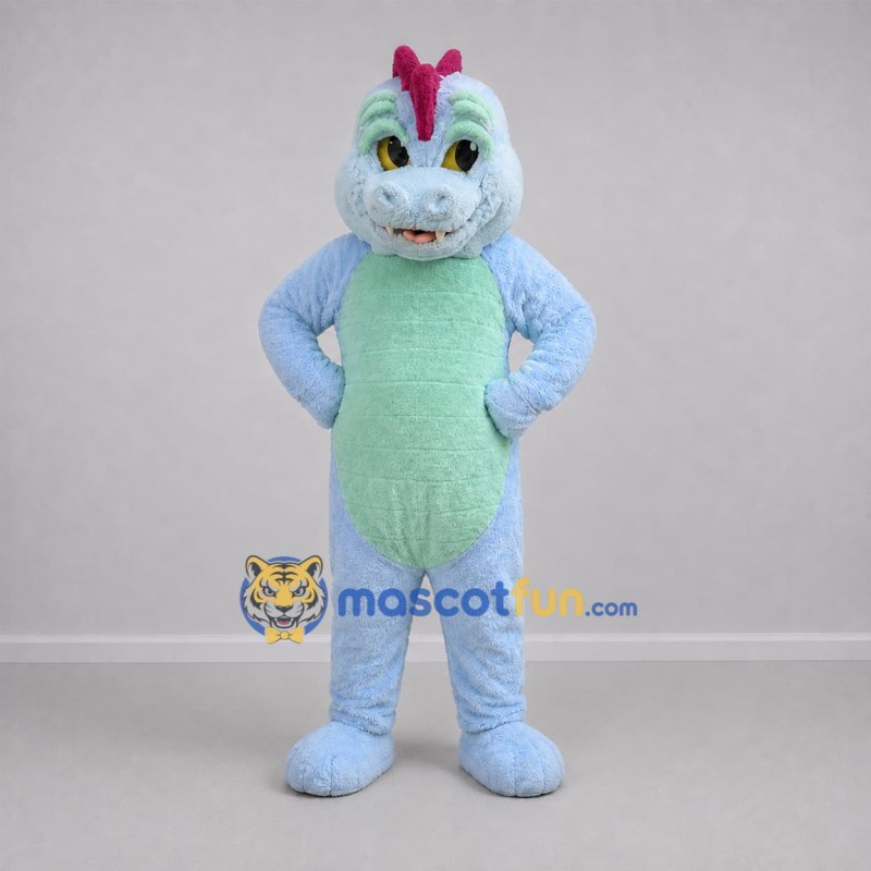 Custom Light Blue and Mint Green Dinosaur Mascot Costume Adult Full Body Suit for Dinosaur Parties Custom Light Blue and Mint Green Dinosaur Mascot Costume Adult Full Body Suit for Dinosaur Parties
