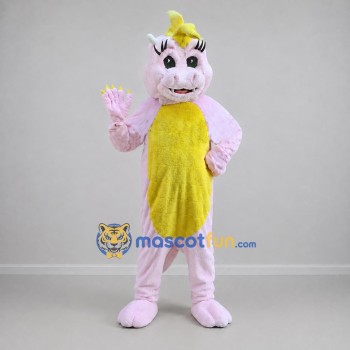 Custom Pink and Yellow Dinosaur Mascot Costume Adult Full Body Suit for Dinosaur Parties Custom Pink and Yellow Dinosaur Mascot Costume Adult Full Body Suit for Dinosaur Parties