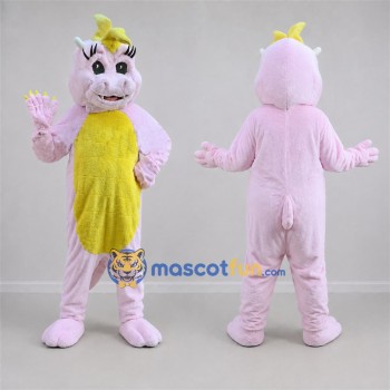 Custom Pink and Yellow Dinosaur Mascot Costume Adult Full Body Suit for Dinosaur Parties