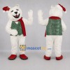 Custom White and Green Christmas Bear Mascot Costume Adult Full Body Suit for Christmas Events Custom White and Green Christmas Bear Mascot Costume Adult Full Body Suit for Christmas Events
