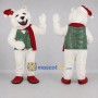 Custom White and Green Christmas Bear Mascot Costume Adult Full Body Suit for Christmas Events