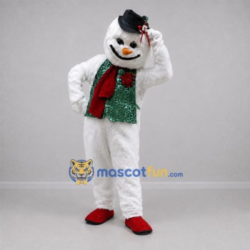 Custom White and Green Snowman Mascot Costume Adult Full Body Suit for Christmas Events Custom White and Green Snowman Mascot Costume Adult Full Body Suit for Christmas Events