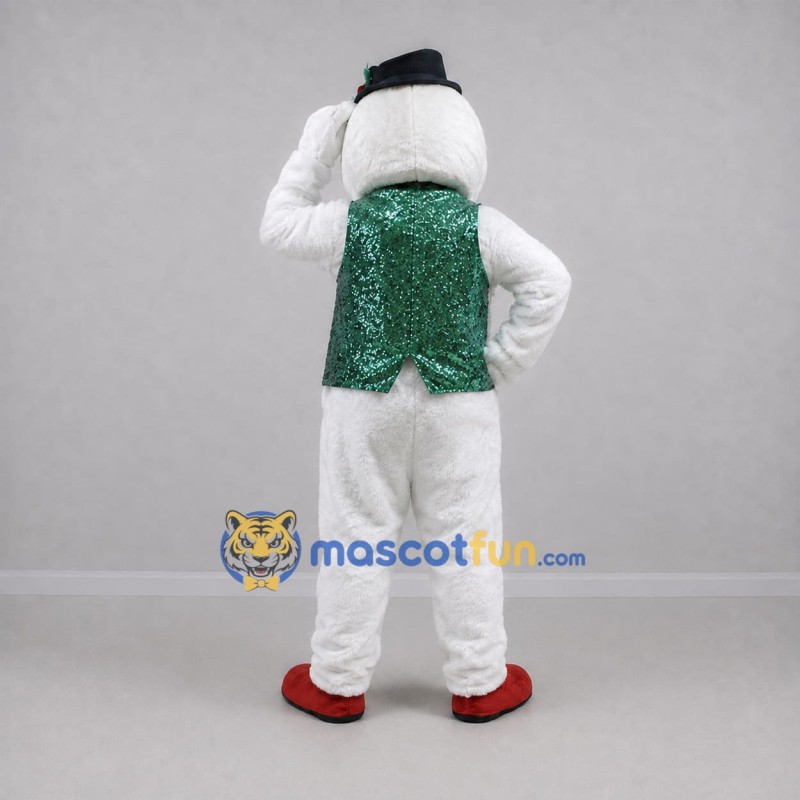 Custom White and Green Snowman Mascot Costume Adult Full Body Suit for Christmas Events Custom White and Green Snowman Mascot Costume Adult Full Body Suit for Christmas Events