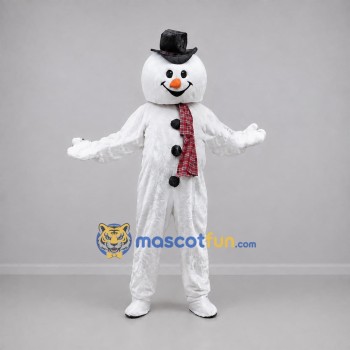 Custom White and Red Snowman Mascot Costume Adult Full Body Suit for Winter Events Custom White and Red Snowman Mascot Costume Adult Full Body Suit for Winter Events