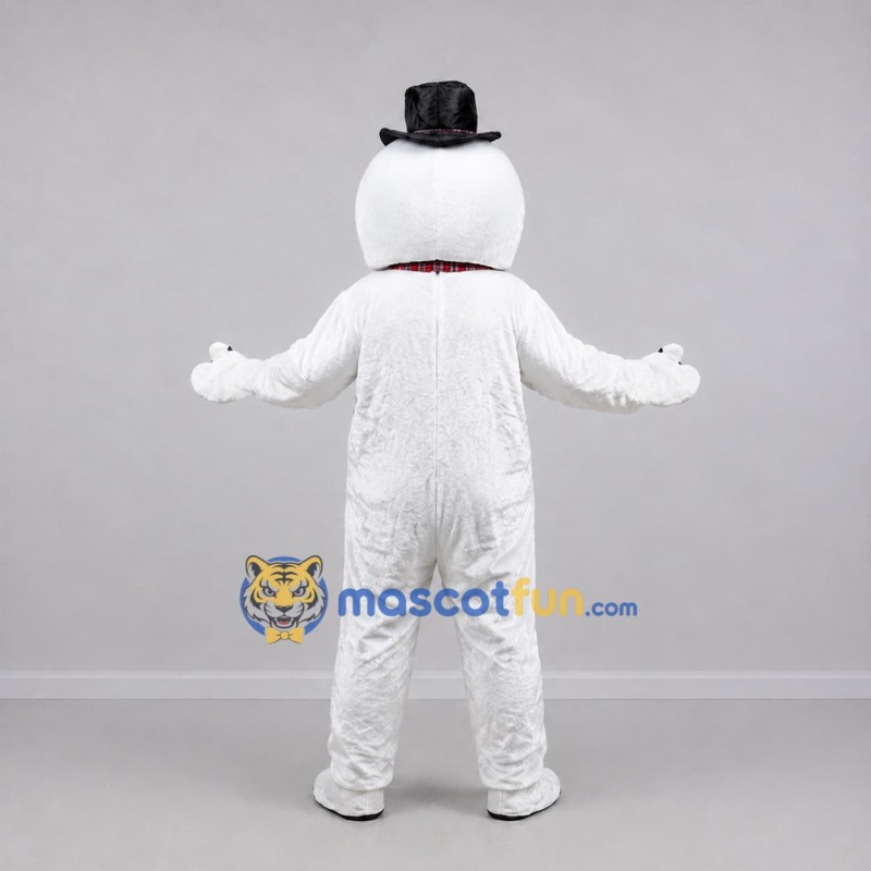 Custom White and Red Snowman Mascot Costume Adult Full Body Suit for Winter Events Custom White and Red Snowman Mascot Costume Adult Full Body Suit for Winter Events