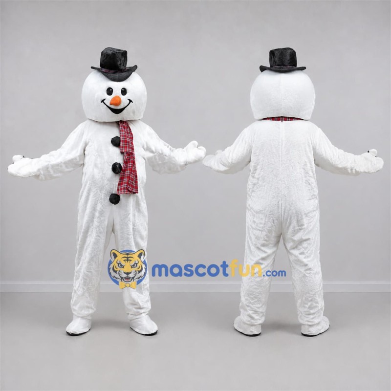 Custom White and Red Snowman Mascot Costume Adult Full Body Suit for Winter Events Custom White and Red Snowman Mascot Costume Adult Full Body Suit for Winter Events
