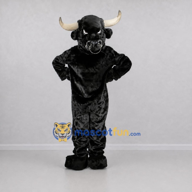 Custom Black Bull Mascot Costume Adult Full Body Suit for Sports Events Custom Black Bull Mascot Costume Adult Full Body Suit for Sports Events