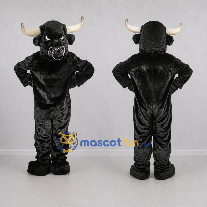 Custom Black Bull Mascot Costume Adult Full Body Suit for Sports Events Custom Black Bull Mascot Costume Adult Full Body Suit for Sports Events