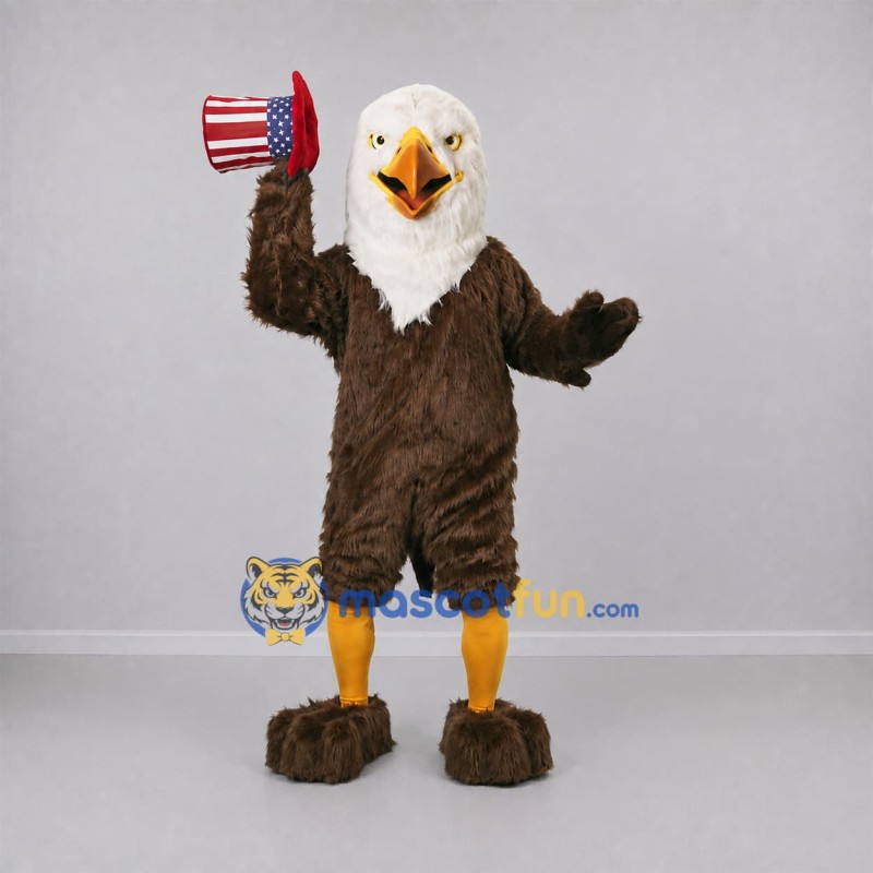 Custom Brown and White Bald Eagle Mascot Costume Adult Full Body Suit for Patriotic Events Custom Brown and White Bald Eagle Mascot Costume Adult Full Body Suit for Patriotic Events