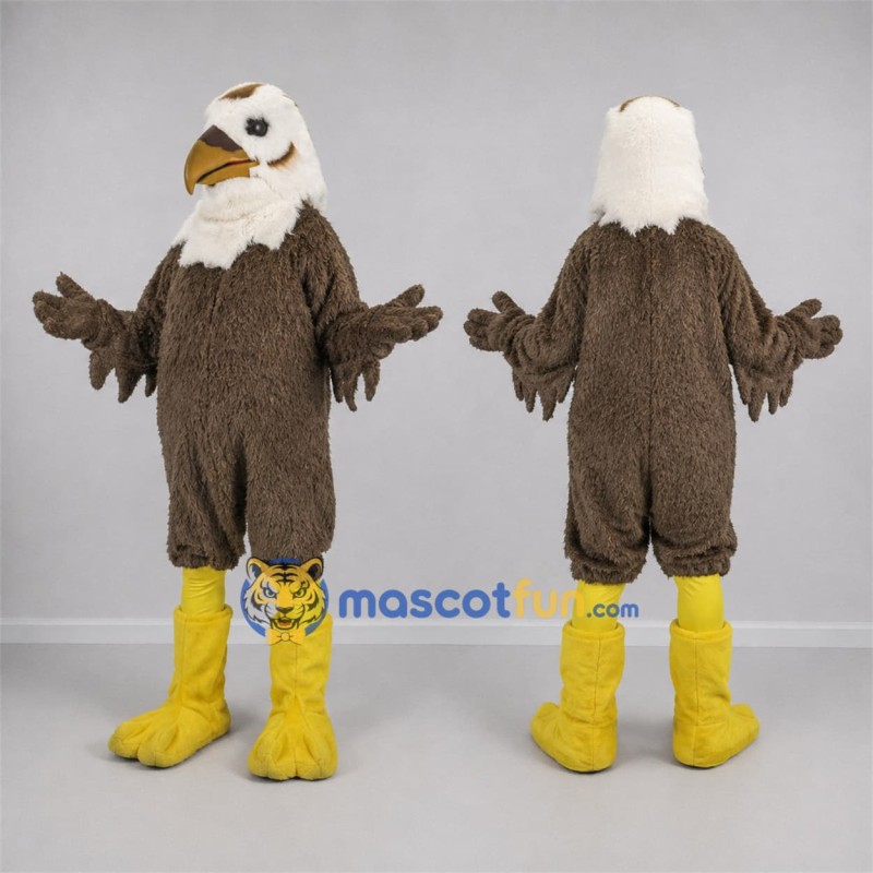 Custom Brown and White Bald Eagle Mascot Costume Adult Full Body Suit for School Events Custom Brown and White Bald Eagle Mascot Costume Adult Full Body Suit for School Events