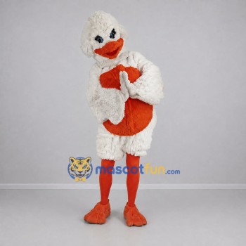 Custom White and Orange Duck Mascot Costume Adult Full Body Suit for Farm Events