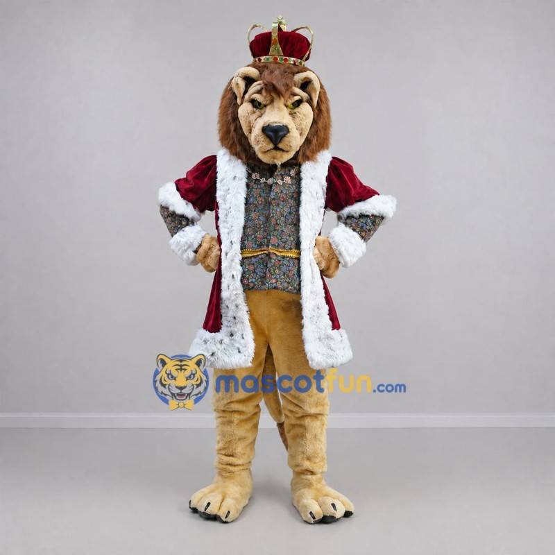 Custom Tan and Red Lion King Mascot Costume Adult Full Body Suit for Stage Performances Custom Tan and Red Lion King Mascot Costume Adult Full Body Suit for Stage Performances