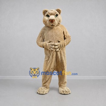 Custom Tan Cougar Mascot Costume Adult Full Body Suit for Sports Events