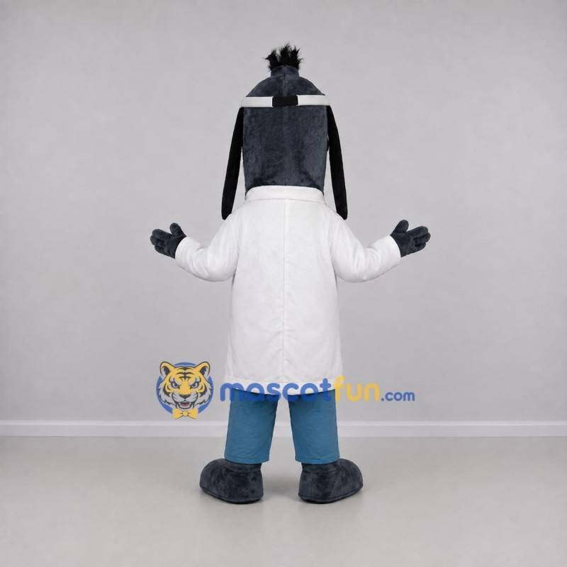 Custom Black and White Doctor Dog Mascot Costume Adult Full Body Suit for Health Events Custom Black and White Doctor Dog Mascot Costume Adult Full Body Suit for Health Events