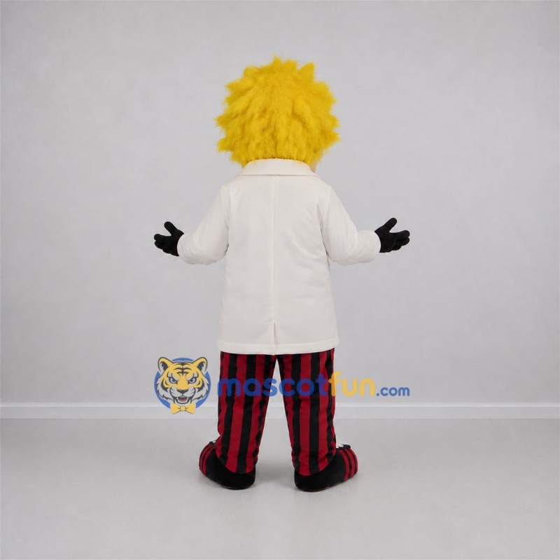 Custom Yellow and White Scientist Mascot Costume Adult Full Body Suit for Science Events Custom Yellow and White Scientist Mascot Costume Adult Full Body Suit for Science Events