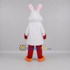 Custom White and Red Easter Bunny Mascot Costume Adult Full Body Suit for Easter Events Custom White and Red Easter Bunny Mascot Costume Adult Full Body Suit for Easter Events