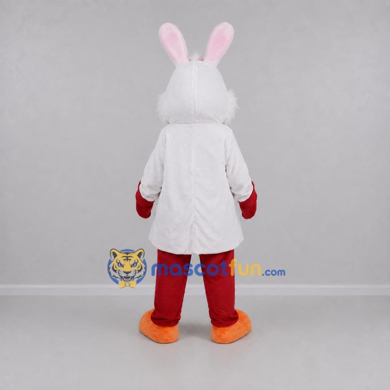 Custom White and Red Easter Bunny Mascot Costume Adult Full Body Suit for Easter Events Custom White and Red Easter Bunny Mascot Costume Adult Full Body Suit for Easter Events