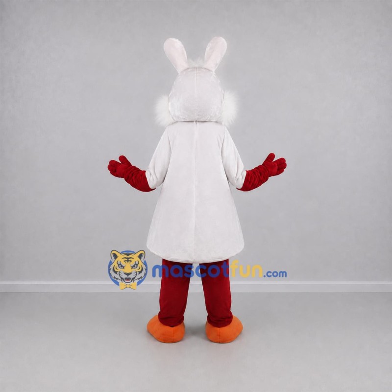 Custom White and Red Rabbit Mascot Costume Adult Full Body Suit for Easter Events Custom White and Red Rabbit Mascot Costume Adult Full Body Suit for Easter Events
