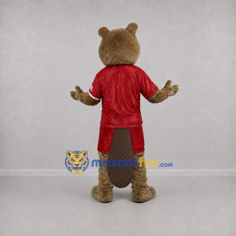 Custom Brown and Red Beaver Mascot Costume Adult Full Body Suit for Sports Events Custom Brown and Red Beaver Mascot Costume Adult Full Body Suit for Sports Events