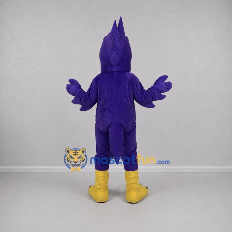 Custom Purple and Yellow Bird Mascot Costume Adult Full Body Suit for School Events
