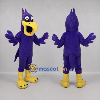 Custom Purple and Yellow Bird Mascot Costume Adult Full Body Suit for School Events