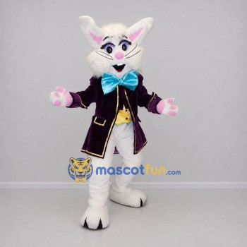 Custom White and Purple Cat Mascot Costume Adult Full Body Suit for Stage Performances Custom White and Purple Cat Mascot Costume Adult Full Body Suit for Stage Performances