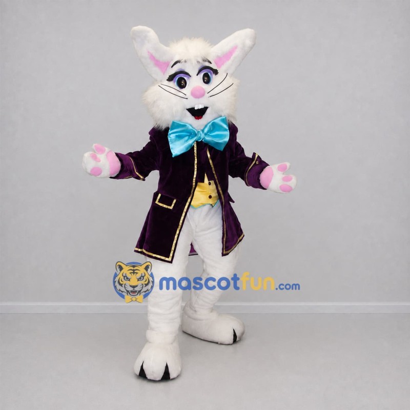Custom White and Purple Cat Mascot Costume Adult Full Body Suit for Stage Performances Custom White and Purple Cat Mascot Costume Adult Full Body Suit for Stage Performances