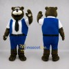Custom Brown and Blue Bear Mascot Costume Adult Full Body Suit for School Events Custom Brown and Blue Bear Mascot Costume Adult Full Body Suit for School Events