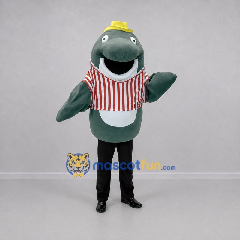 Custom Gray and Red Sea Animal Mascot Costume Adult Full Body Suit for Aquarium Events Custom Gray and Red Sea Animal Mascot Costume Adult Full Body Suit for Aquarium Events