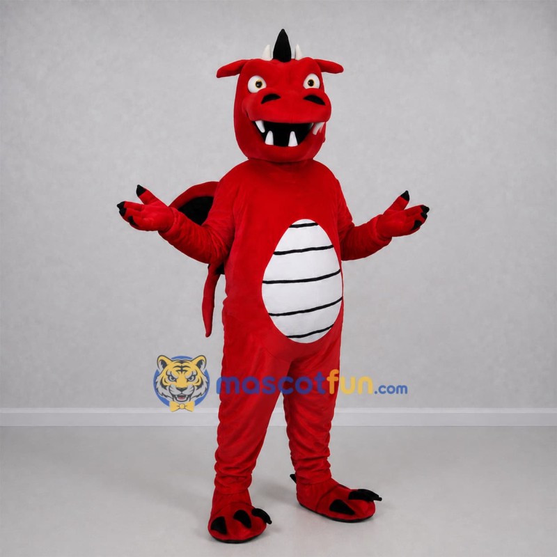 Custom Red and White Dragon Mascot Costume Adult Full Body Suit for Fantasy Events Custom Red and White Dragon Mascot Costume Adult Full Body Suit for Fantasy Events