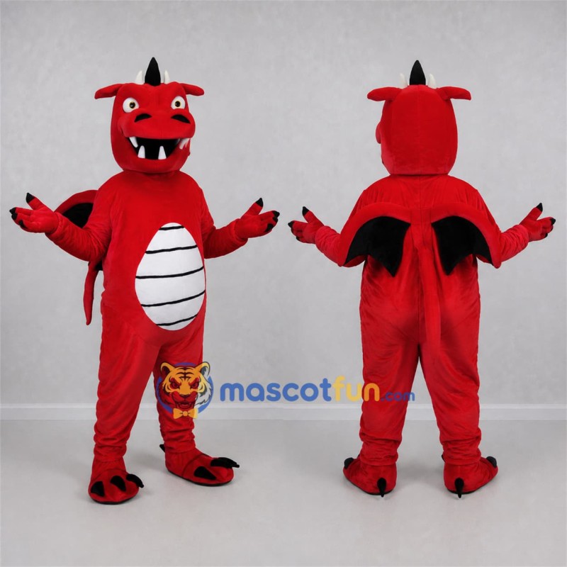 Custom Red and White Dragon Mascot Costume Adult Full Body Suit for Fantasy Events Custom Red and White Dragon Mascot Costume Adult Full Body Suit for Fantasy Events