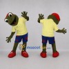 Custom Green and Yellow Frog Mascot Costume Adult Full Body Suit for School Events Custom Green and Yellow Frog Mascot Costume Adult Full Body Suit for School Events