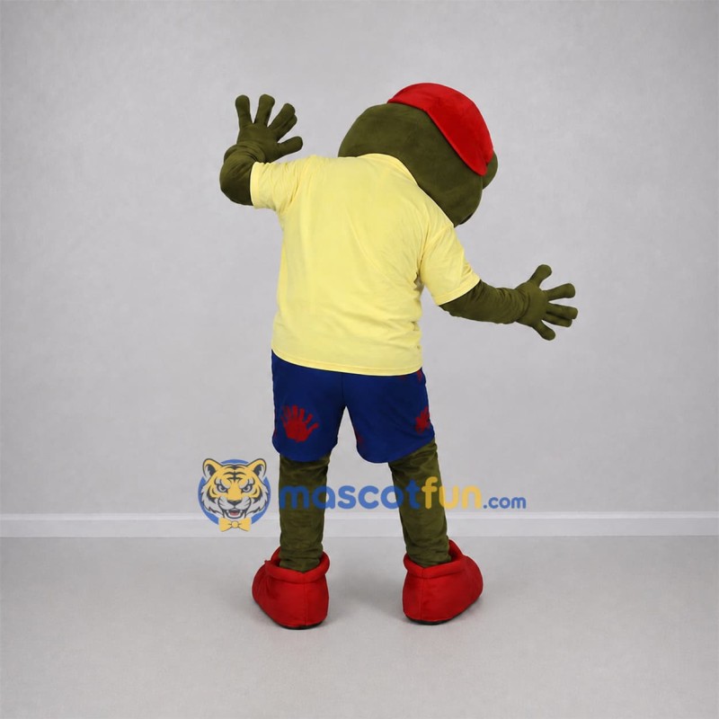 Custom Green and Yellow Frog Mascot Costume Adult Full Body Suit for School Events Custom Green and Yellow Frog Mascot Costume Adult Full Body Suit for School Events