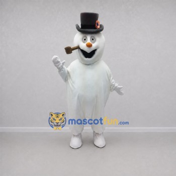 Custom White and Black Snowman Mascot Costume Adult Full Body Suit for Winter Events Custom White and Black Snowman Mascot Costume Adult Full Body Suit for Winter Events