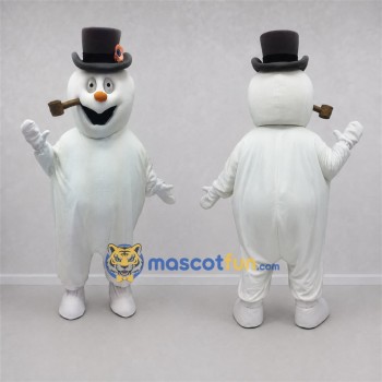 Custom White and Black Snowman Mascot Costume Adult Full Body Suit for Winter Events
