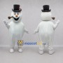 Custom White and Black Snowman Mascot Costume Adult Full Body Suit for Winter Events