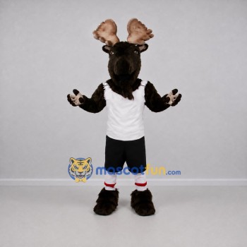 Custom Brown and White Moose Mascot Costume Adult Full Body Suit for Sports Events