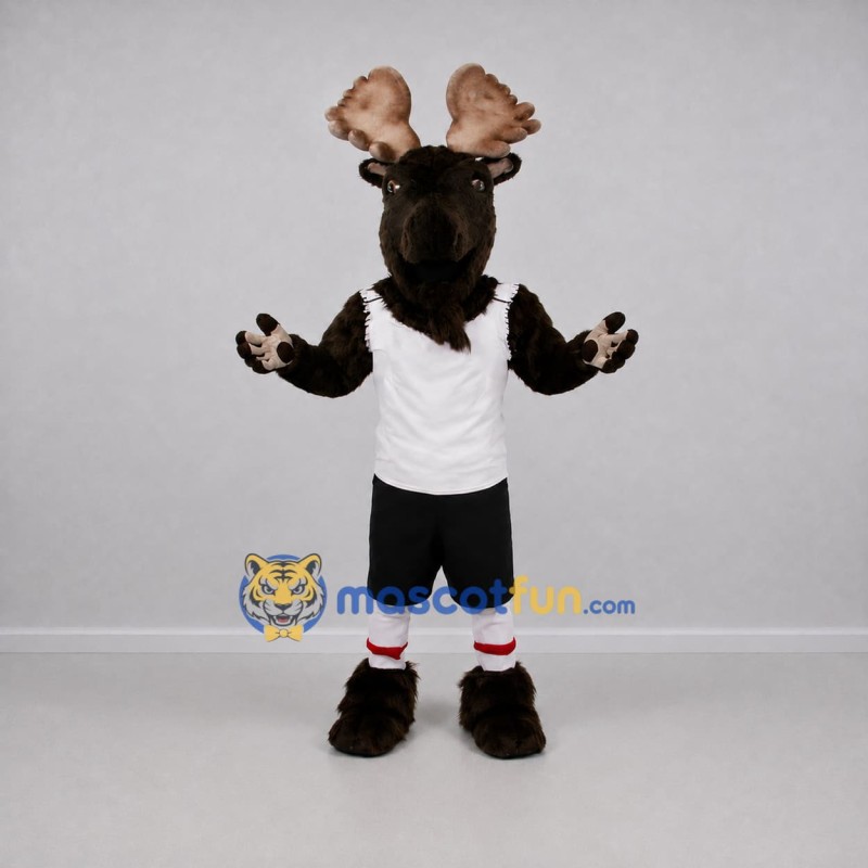Custom Brown and White Moose Mascot Costume Adult Full Body Suit for Sports Events Custom Brown and White Moose Mascot Costume Adult Full Body Suit for Sports Events