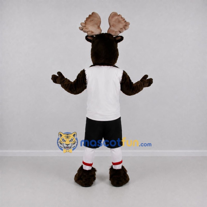 Custom Brown and White Moose Mascot Costume Adult Full Body Suit for Sports Events Custom Brown and White Moose Mascot Costume Adult Full Body Suit for Sports Events