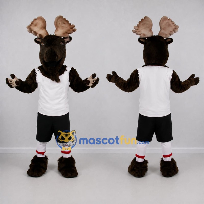 Custom Brown and White Moose Mascot Costume Adult Full Body Suit for Sports Events Custom Brown and White Moose Mascot Costume Adult Full Body Suit for Sports Events