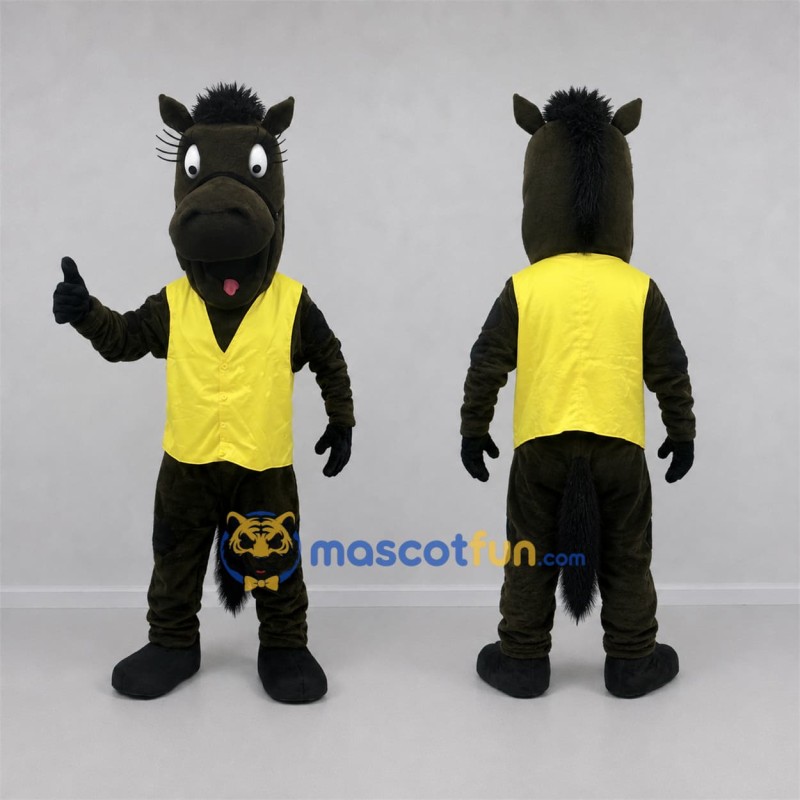 Custom Black and Yellow Horse Mascot Costume Adult Full Body Suit for Equestrian Events Custom Black and Yellow Horse Mascot Costume Adult Full Body Suit for Equestrian Events