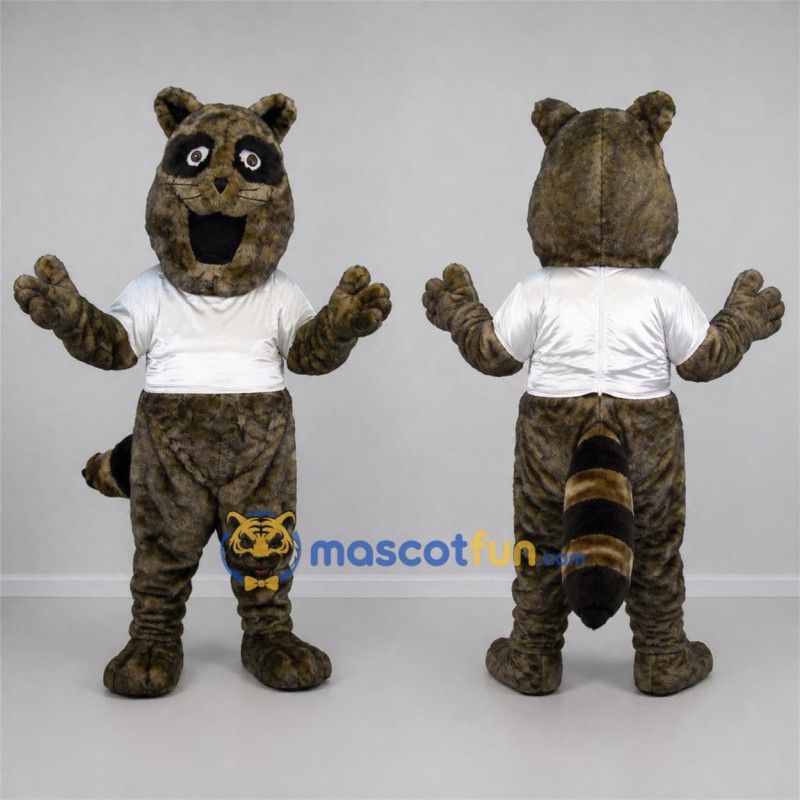 Custom Brown and White Raccoon Mascot Costume Adult Full Body Suit for Wildlife Events Custom Brown and White Raccoon Mascot Costume Adult Full Body Suit for Wildlife Events