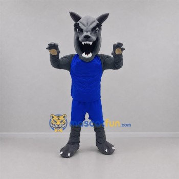 Custom Gray and Blue Wolf Mascot Costume Adult Full Body Suit for Sports Events Custom Gray and Blue Wolf Mascot Costume Adult Full Body Suit for Sports Events