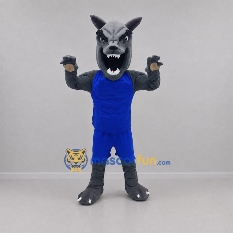 Custom Gray and Blue Wolf Mascot Costume Adult Full Body Suit for Sports Events Custom Gray and Blue Wolf Mascot Costume Adult Full Body Suit for Sports Events