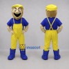 Custom Yellow and Blue Farmer Mascot Costume Adult Full Body Suit for Farm Events