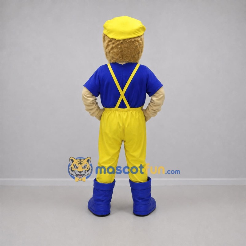 Custom Yellow and Blue Farmer Mascot Costume Adult Full Body Suit for Farm Events Custom Yellow and Blue Farmer Mascot Costume Adult Full Body Suit for Farm Events