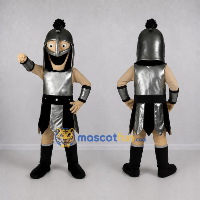 Custom Silver and Black Knight Mascot Costume Adult Full Body Suit for Medieval Events Custom Silver and Black Knight Mascot Costume Adult Full Body Suit for Medieval Events