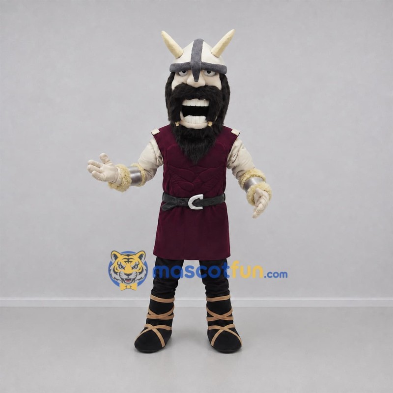 Custom Burgundy and Black Viking Mascot Costume Adult Full Body Suit for Medieval Events Custom Burgundy and Black Viking Mascot Costume Adult Full Body Suit for Medieval Events
